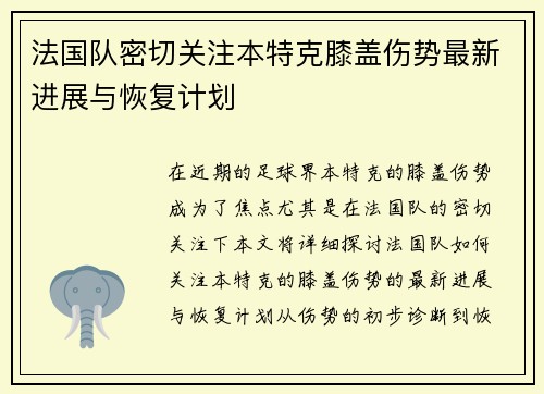 法国队密切关注本特克膝盖伤势最新进展与恢复计划